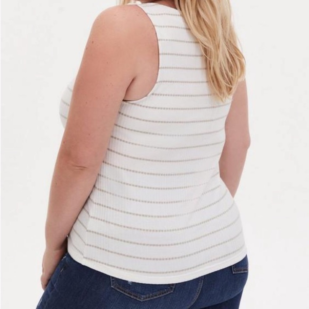 Torrid White and Gray Striped Tank Top - Picture 8 of 8